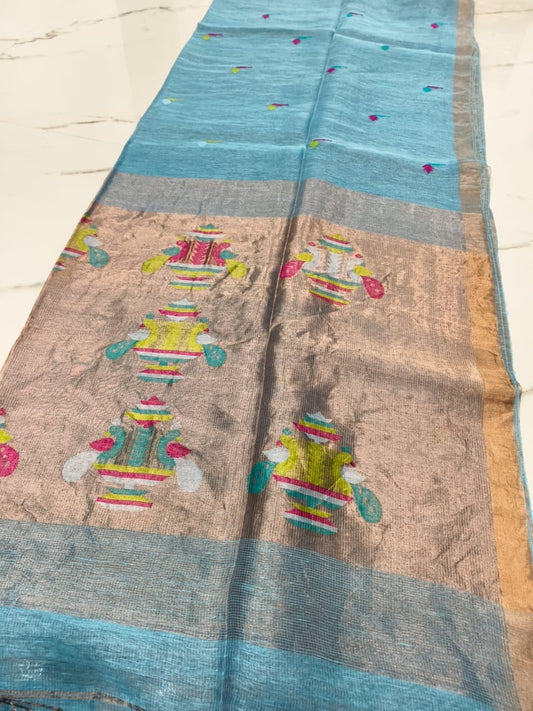 Sangli – Morbangdi Paithani Anchal Linen Silk Tissue Saree
