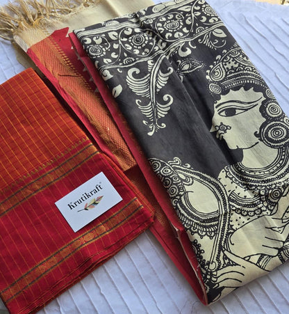 Exclusive Narayanpet Silk Kurta with Pen Kalamkari Dupatta