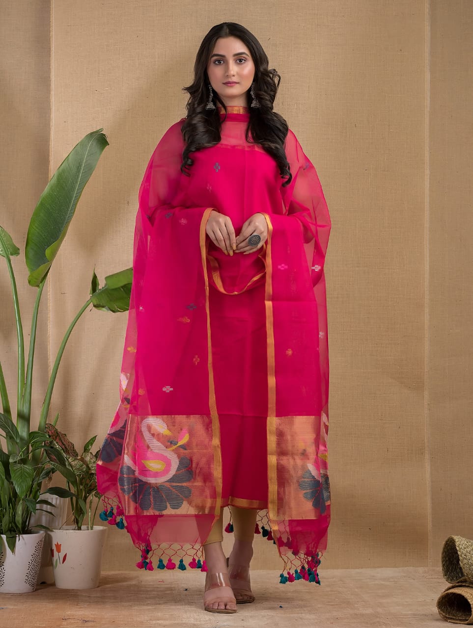 🍁 Muslin Paithani Jamdani Suits – Elegant Handwoven Weave by Rihyaaz