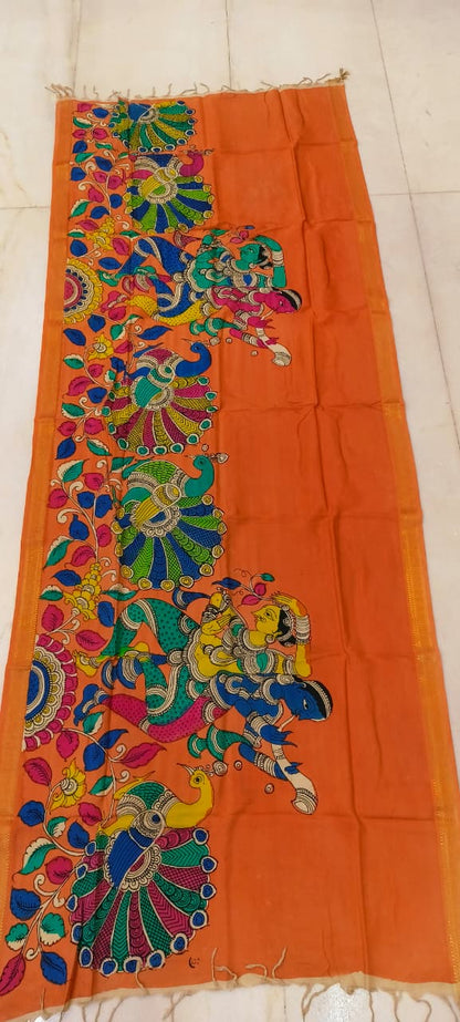 Mangalgiri Silk Dupattas – Hand-Drawn & Hand-Painted Art | Multicolour Premium Collection