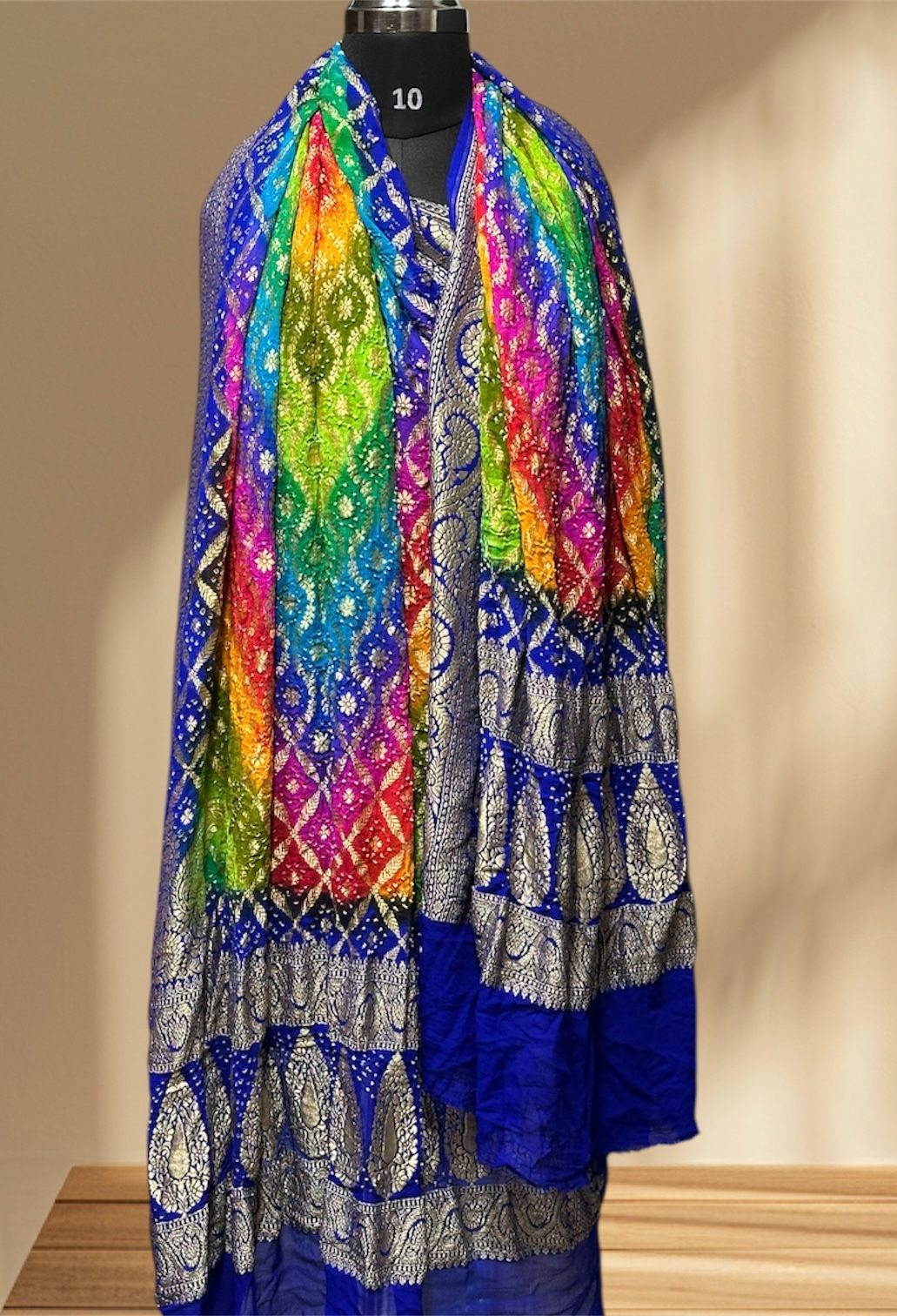 Nim Zari Bandhej Multi Colour Dupatta | Khadi Georgette
