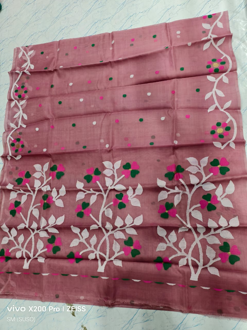 Hashnuhana - Pure Muslin Handwoven Jamdani Saree | Silk Mark Certified | Premium Quality