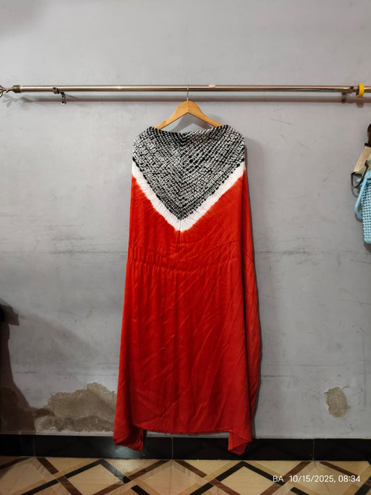 Modal Silk Kaftan – Hand Needle Shibori Neck | Unstitched