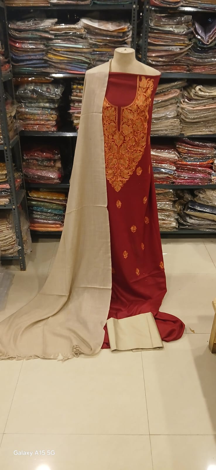 Shabnum – Fine Wool Three Piece Suit with Kashmiri Manual Ari Work | Premium Winter Collection