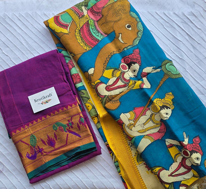 Exclusive Narayanpet Silk Kurta with Pen Kalamkari Dupatta