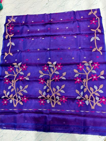 Hashnuhana Pure Muslin Handwoven Jamdani Saree by Rihyaaz, Silk Mark Certified premium handcrafted saree with intricate traditional Jamdani weaving, luxury ethnic wear for weddings and festive occasions