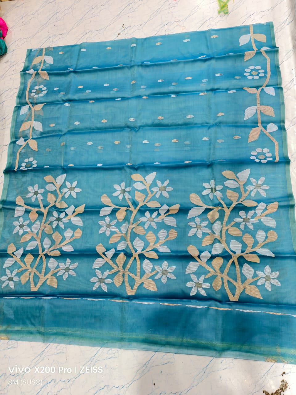 Hashnuhana - Pure Muslin Handwoven Jamdani Saree | Silk Mark Certified | Premium Quality