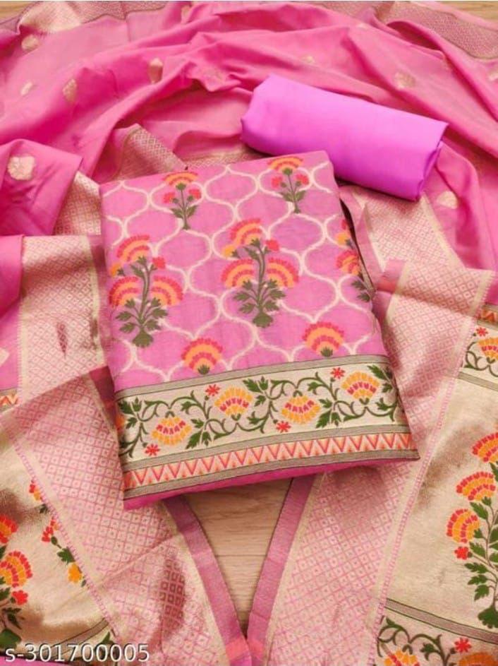 𝓖𝓾𝓵𝓲𝓼𝓽𝓪𝓷- Zari Jacquard Floral Weaved Benarasi Meenakari 3-Piece Suit