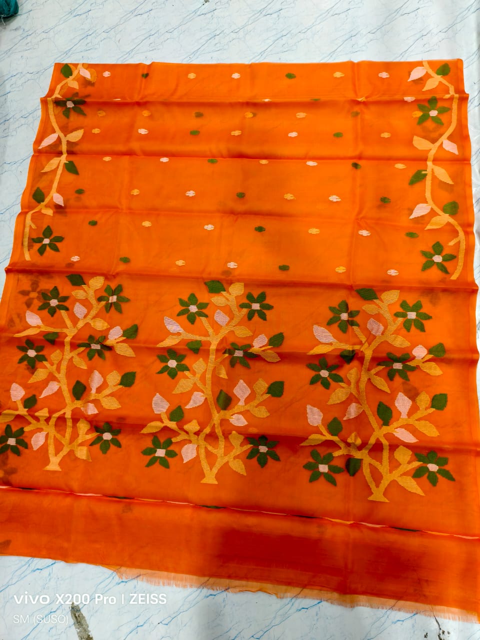 Hashnuhana - Pure Muslin Handwoven Jamdani Saree | Silk Mark Certified | Premium Quality