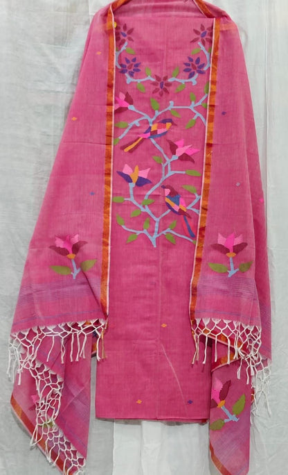Parijat Mul Cotton Handwoven Needle Jamdani Suits – Premium 2.5m*2 Set