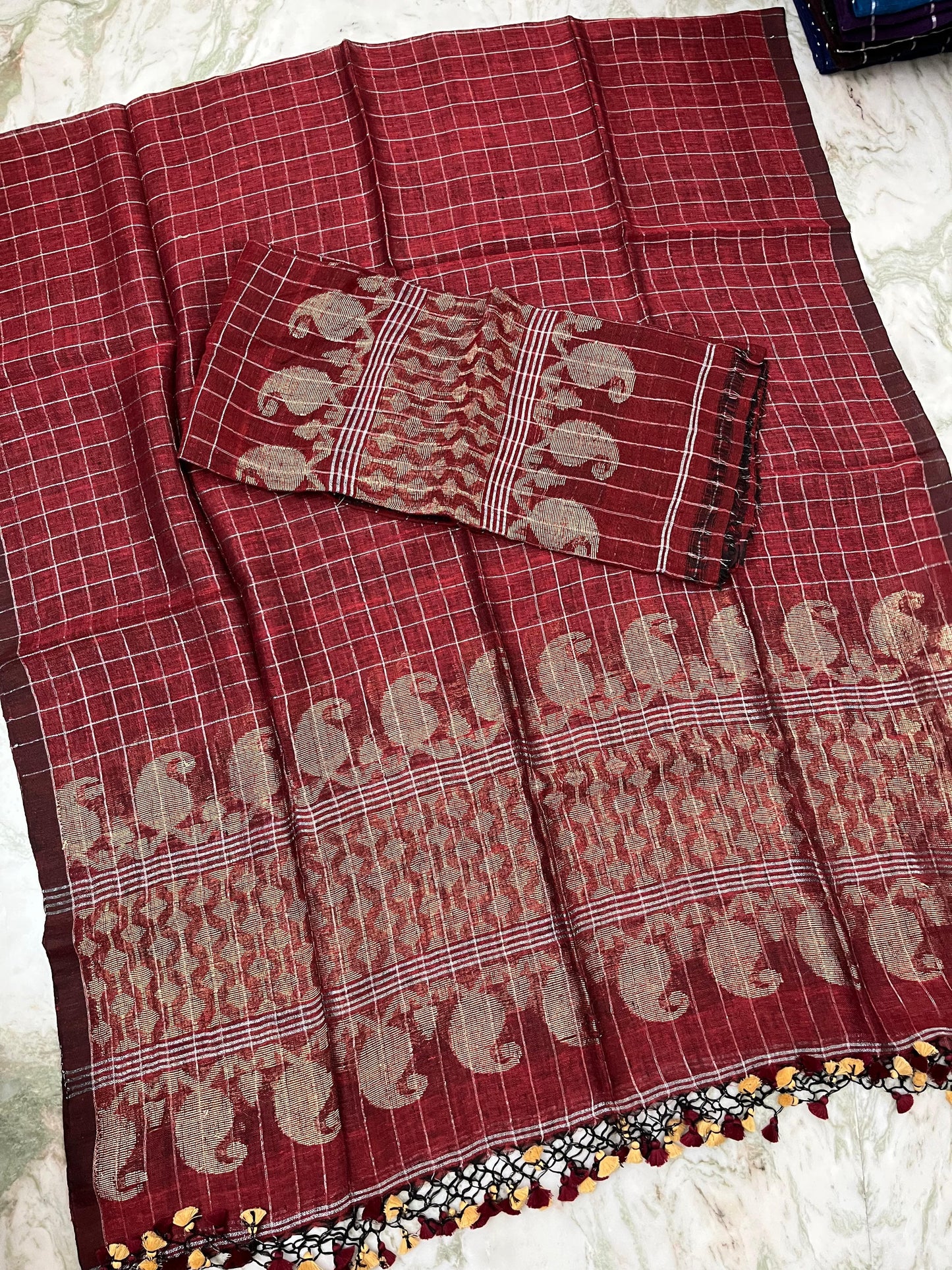 𝓒𝓱𝓸𝓴𝓱𝓪𝓻  Zari gadwal border zari checkered jayshree linen suits