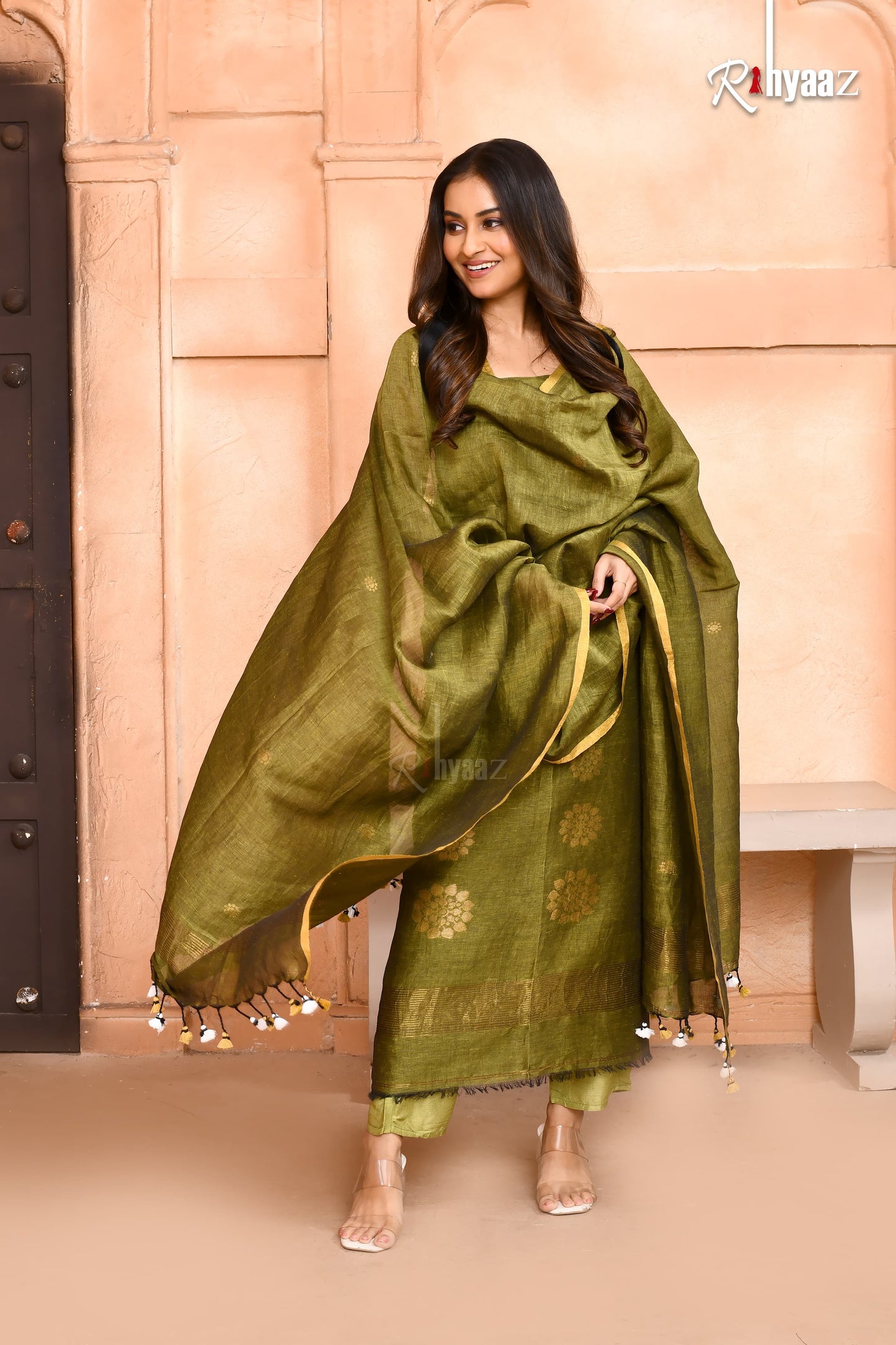 Mandala – Pure Silk Linen Zari Mandala Weaved Jamdani Suits