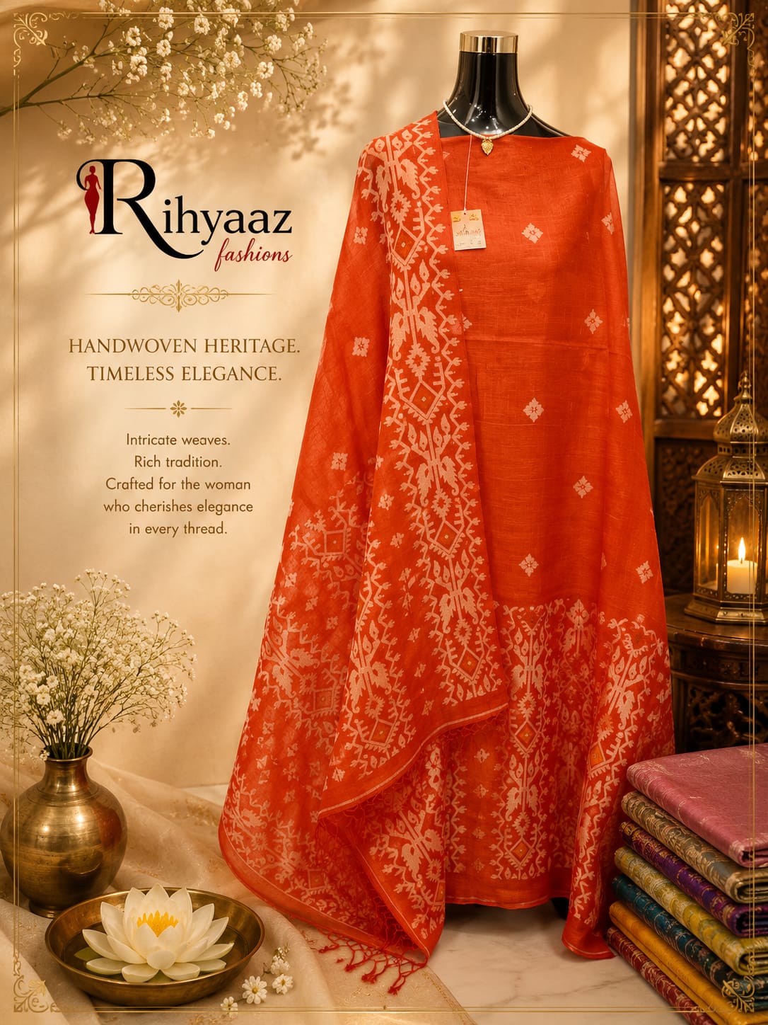 Kahini Gachi Tussar Jamdani Zari Detailing Kurta Dupatta Set | Rihyaaz