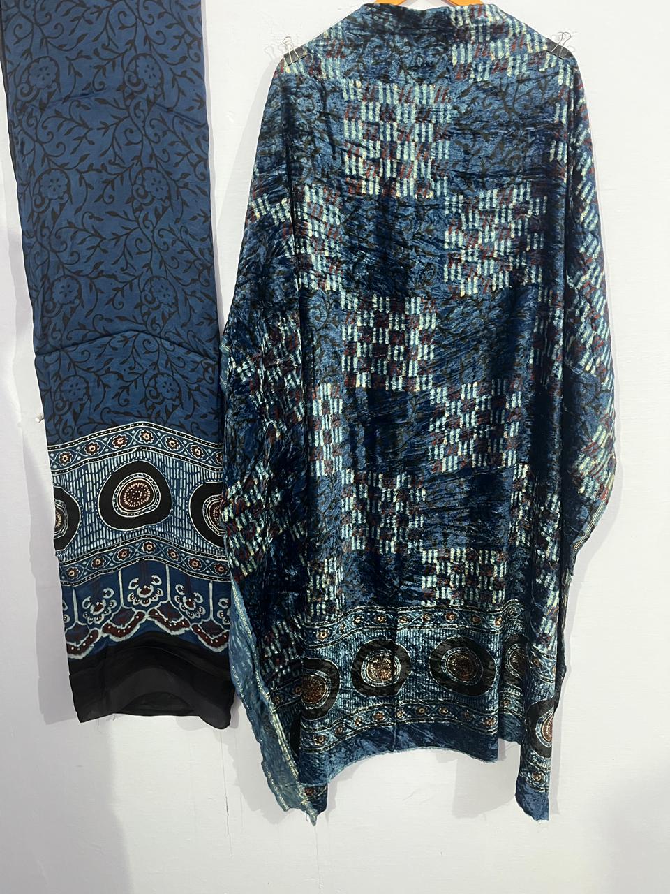 Nayab – Silk Velvet Ajrakh Suit with Modal Silk Dupatta (2.5 mtr)