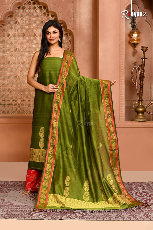 MRIGA -Mul silk Muga weaved Baluchari suits