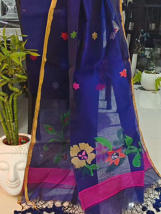 𝓒𝓱𝓱𝓪𝓻𝓲 Floral Border Resham Dupatta Matka Cotton Suit