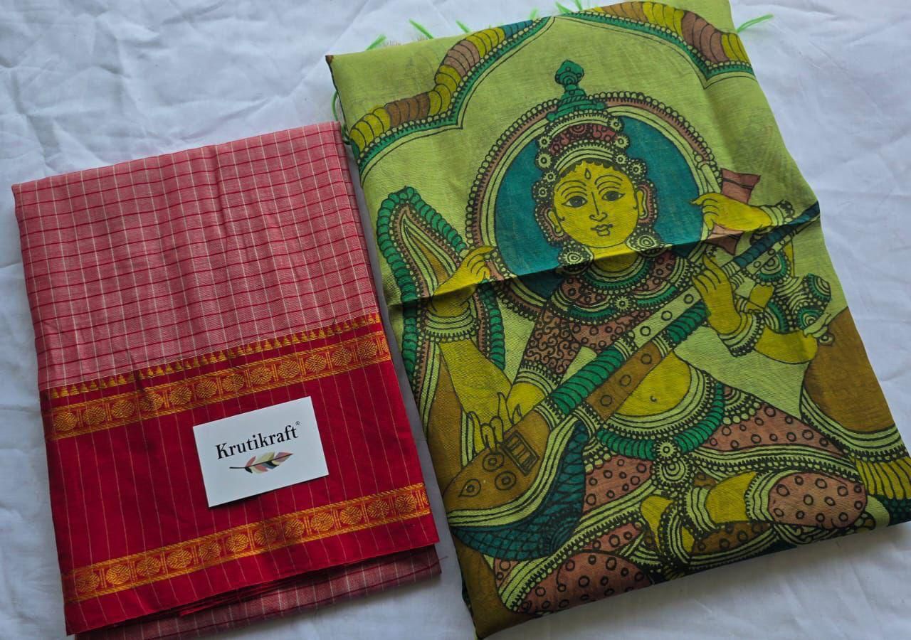 Exclusive Narayanpet Silk Kurta with Pen Kalamkari Dupatta