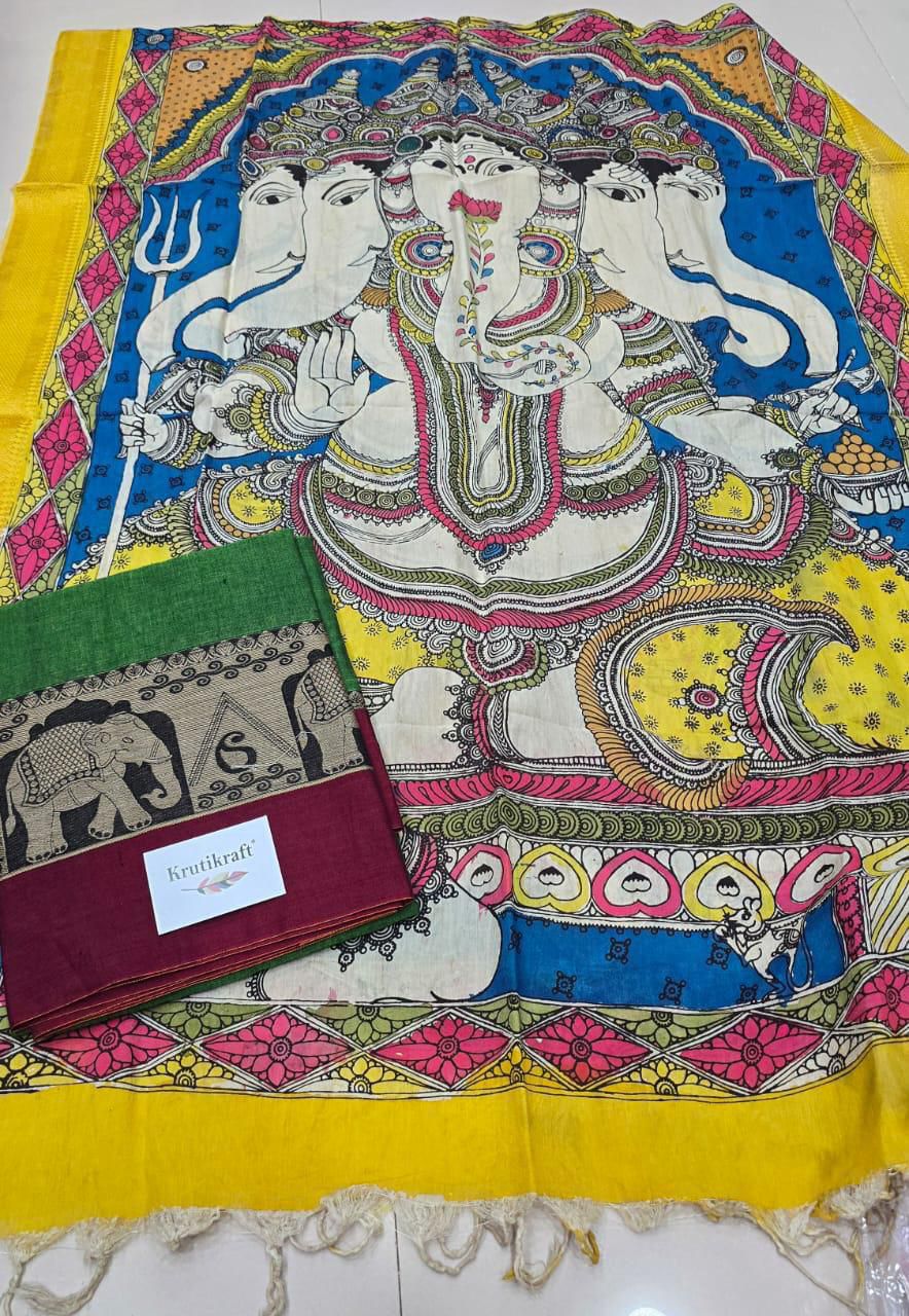 Exclusive Narayanpet Silk Kurta with Pen Kalamkari Dupatta