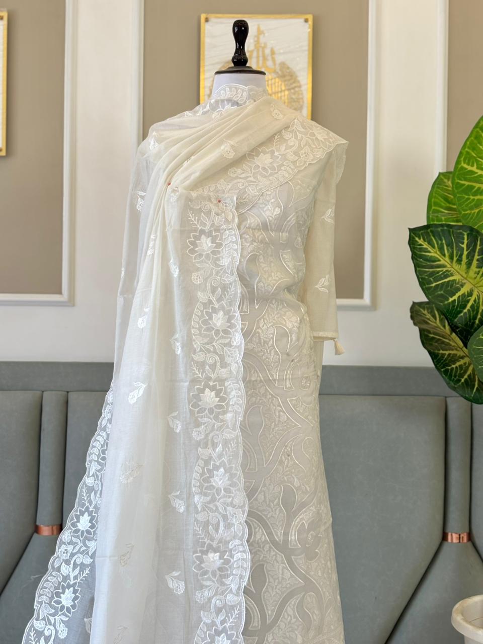 Exclusive Banarasi Mal Chanderi Embroidery Suit Set | Premium Unstitched Ethnic Wear by Rihyaaz