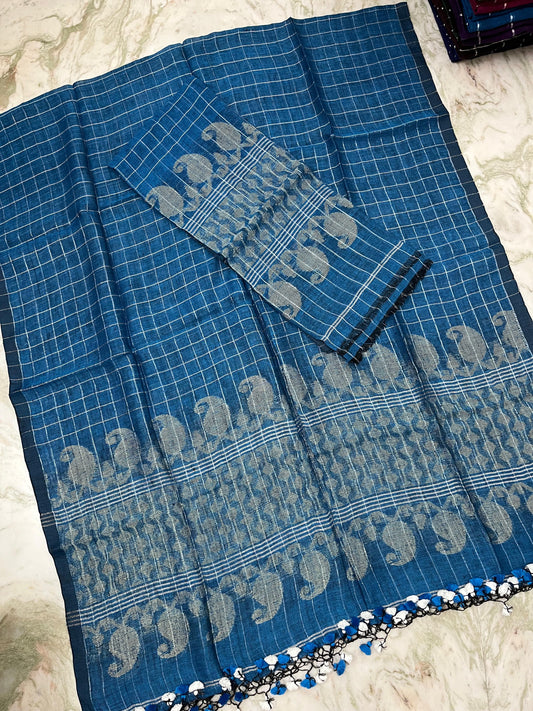 𝓒𝓱𝓸𝓴𝓱𝓪𝓻  Zari gadwal border zari checkered jayshree linen suits