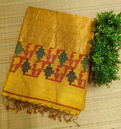 Qafiya - Handwoven Tussar Needle Jamdani saree by Rihyaaz featuring intricate woven motifs, premium Tussar silk fabric, elegant drape, and authentic Bengal craftsmanship for festive and wedding wear.
