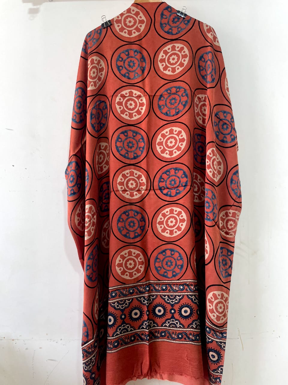 Ajrakh Modal Silk Kaftan – Handblock Printed Elegance