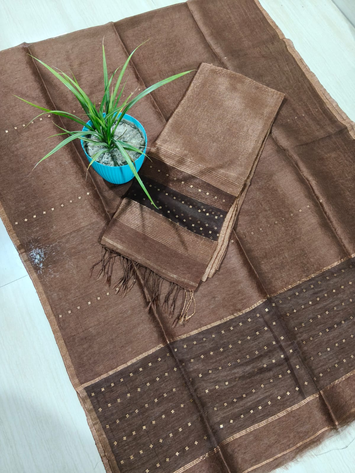 Rupal silk linen sequin woven kurta with micro striped weave and resham palla Jamdani dupatta by Rihyaaz premium handwoven ethnic suit set.