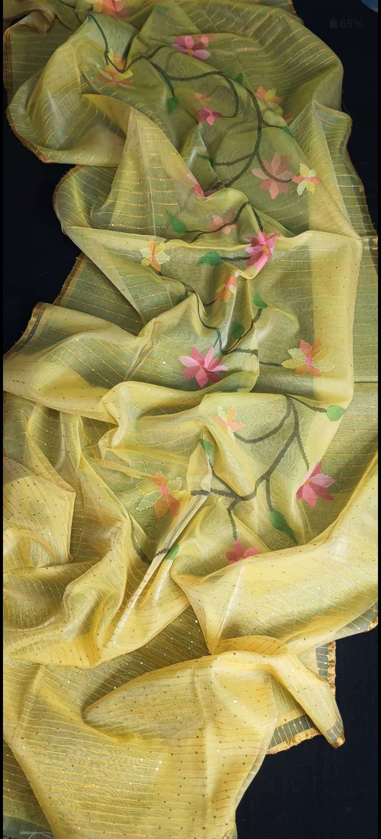 Ushashi – The Sequin Detailed Floral Weaved Saree