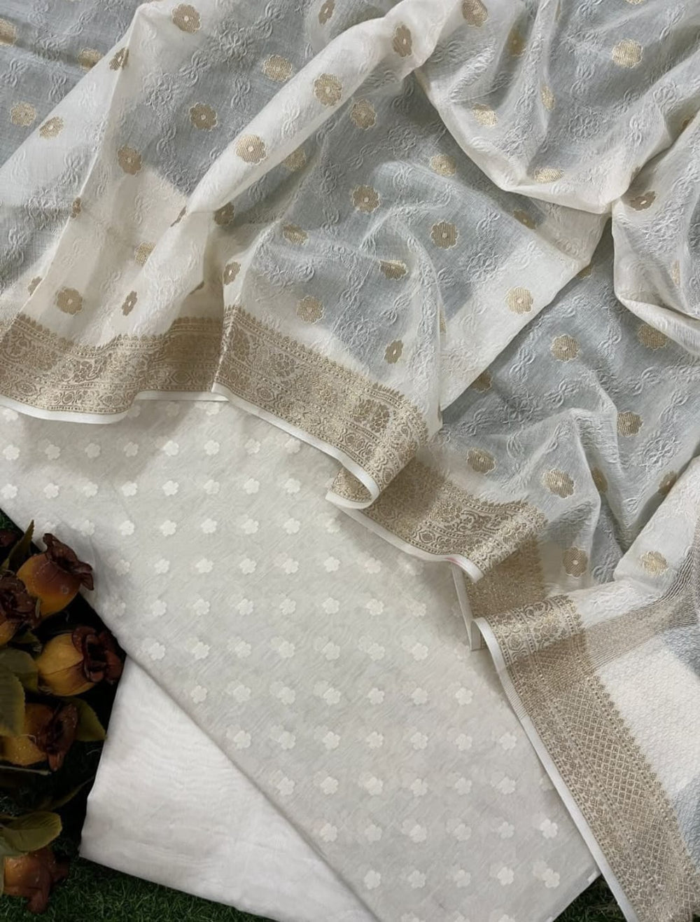 Exclusive Banarasi Chanderi Silk Suit | Pure Chanderi Silk Cotton with Resham & Zari Weaving | Rihyaaz