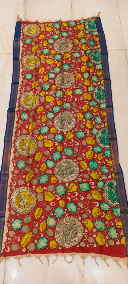 Mangalgiri Silk Dupattas – Hand-Drawn & Hand-Painted Art | Multicolour Premium Collection