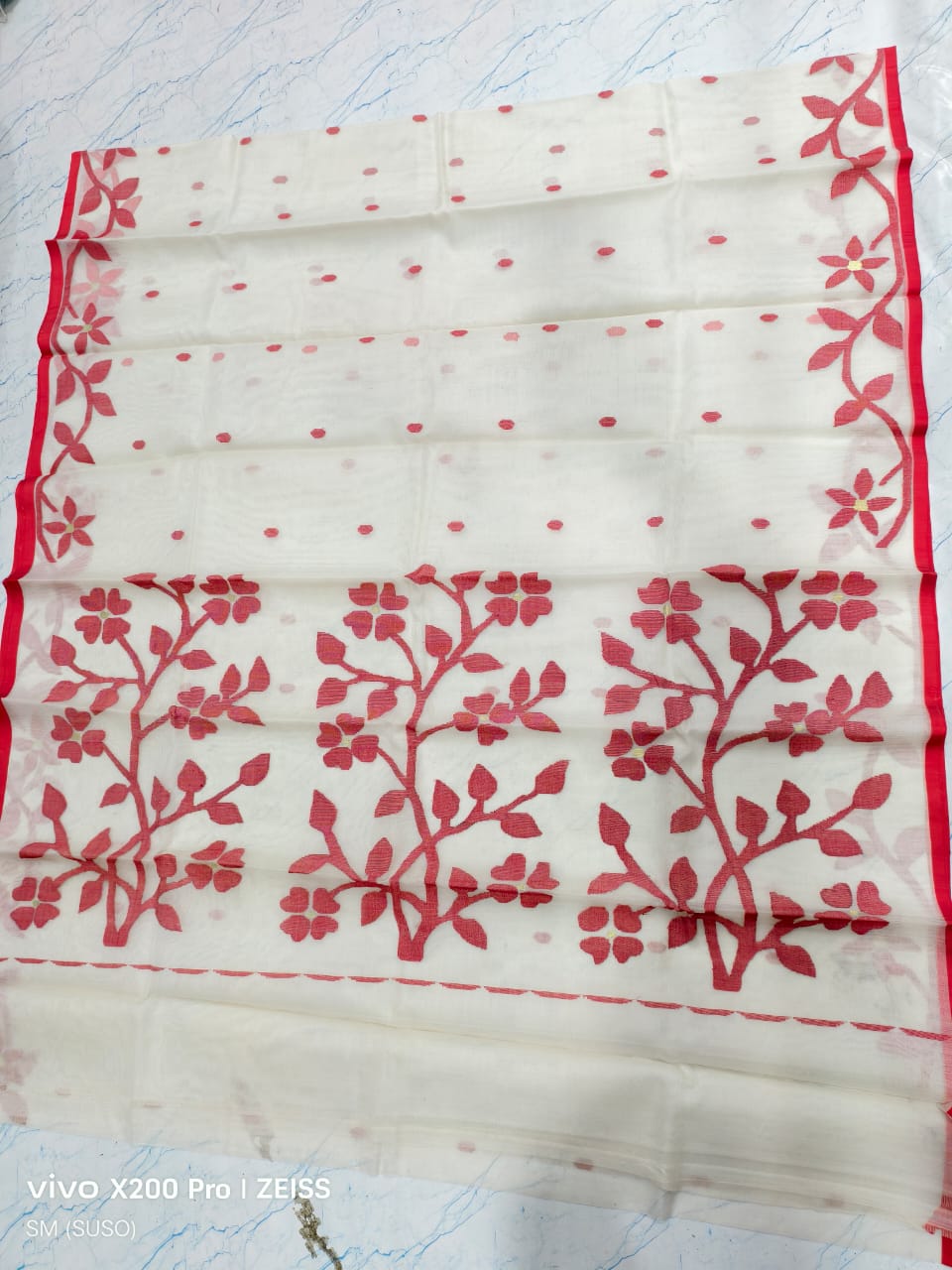 Hashnuhana - Pure Muslin Handwoven Jamdani Saree | Silk Mark Certified | Premium Quality