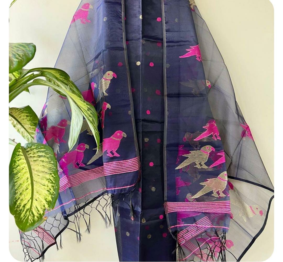 Muslin Bird Handwoven Suit Set with Dupatta