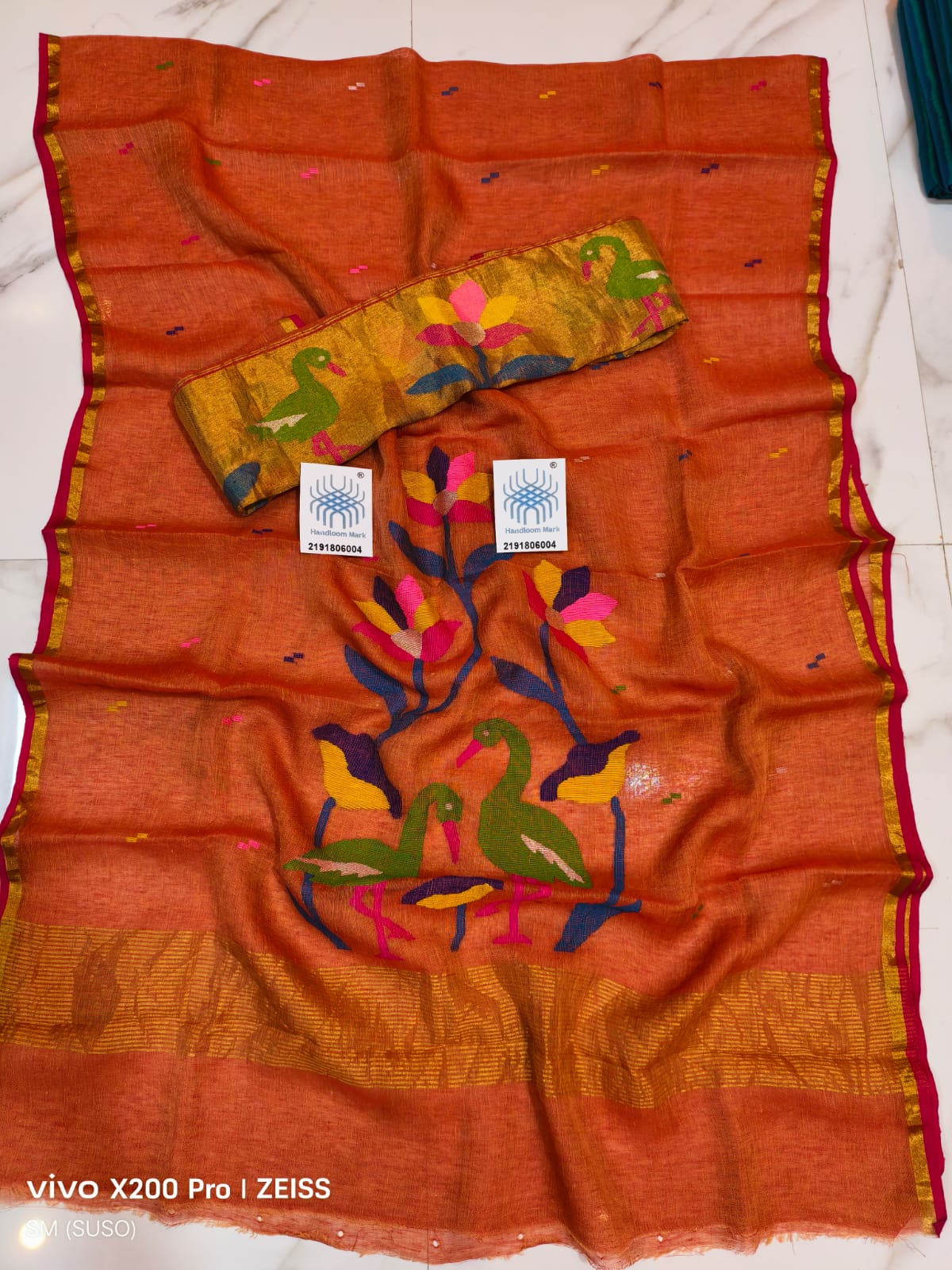 🌸 Saras – Premium Linen by Linen Jamdani Suits with Tissue Palla Dupatta