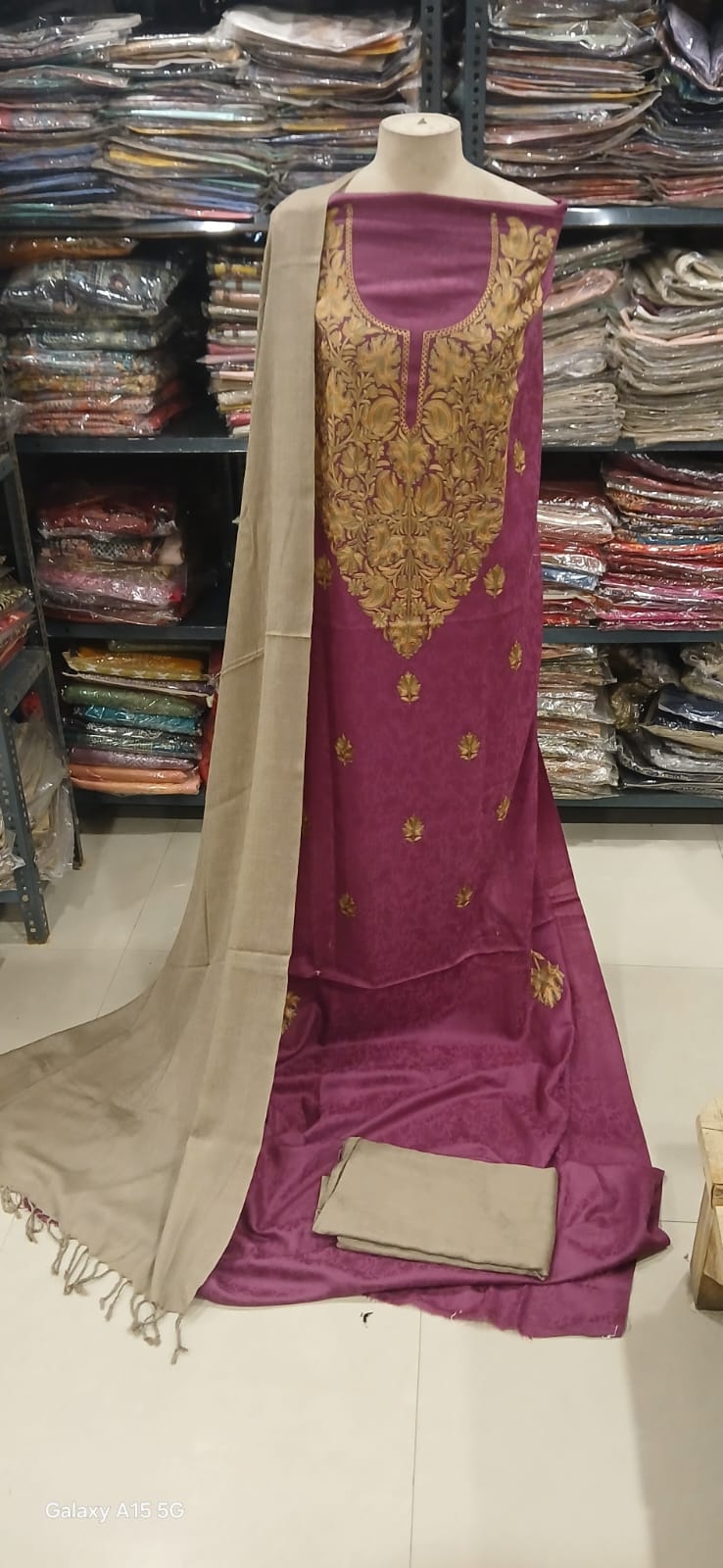 Shabnum – Fine Wool Three Piece Suit with Kashmiri Manual Ari Work | Premium Winter Collection