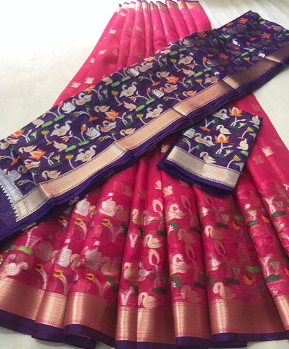 Mix Silk Resham Jari Weaving Unstitched Skirt- Dupatta- Blouse Set | Handloom Festive Wear