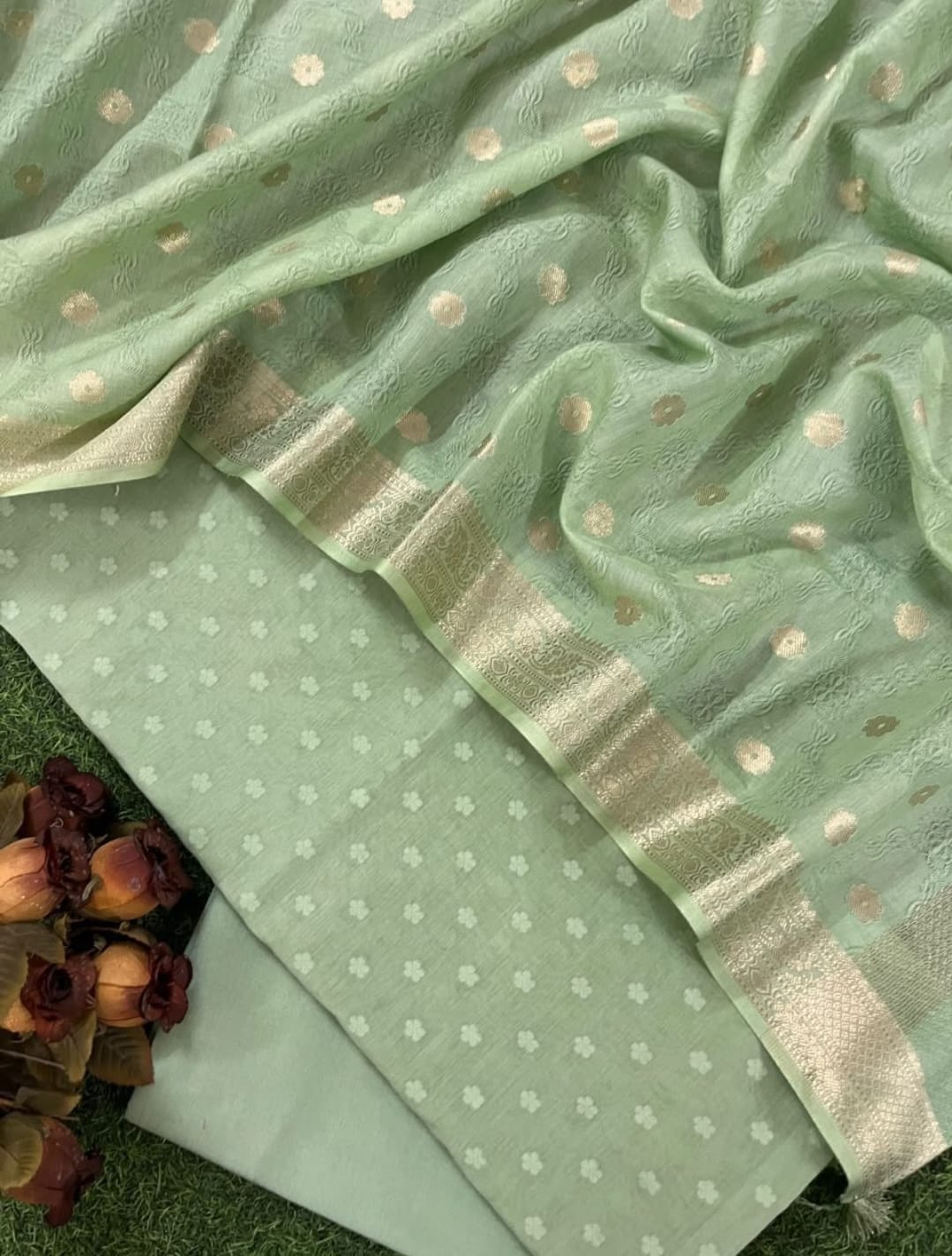 Exclusive Banarasi Chanderi Silk Suit | Pure Chanderi Silk Cotton with Resham & Zari Weaving | Rihyaaz