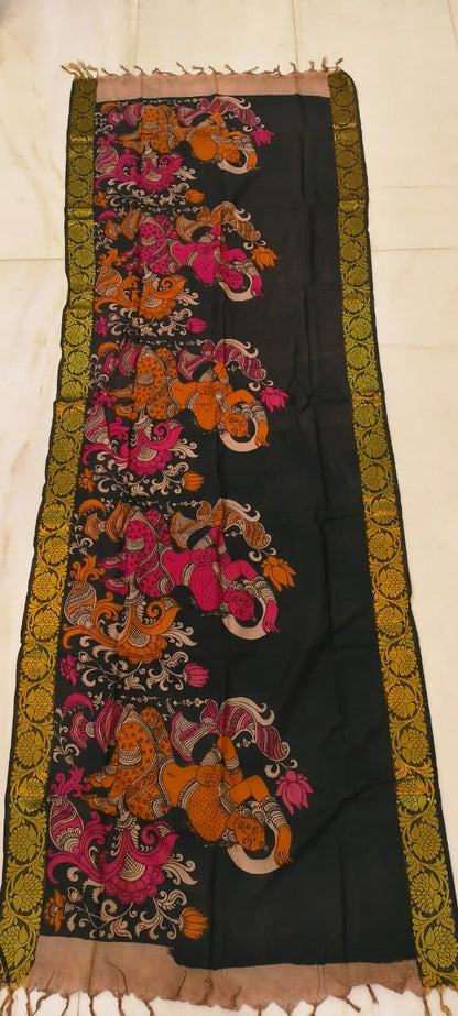 Mangalgiri Silk Dupattas – Hand-Drawn & Hand-Painted Art | Multicolour Premium Collection