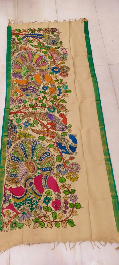 Mangalgiri Silk Dupattas – Hand-Drawn & Hand-Painted Art | Multicolour Premium Collection