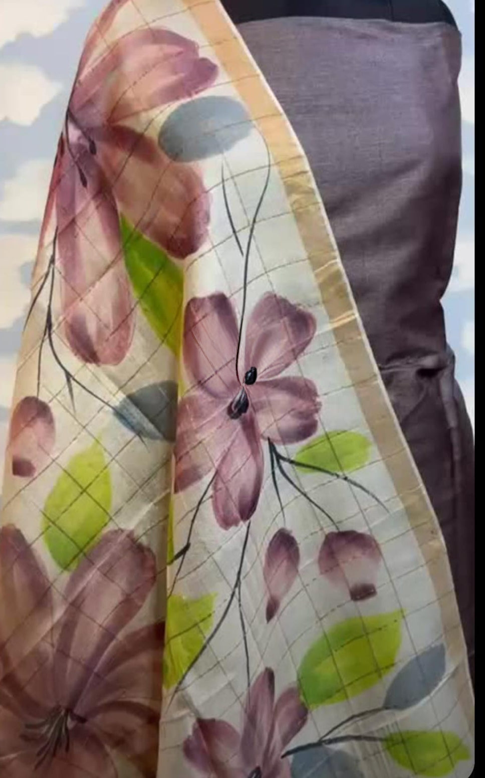 Sarshi - Zari Checkered Hand-Painted Dupatta with Solid Colour Top | Elegant Ethnic Wear Set