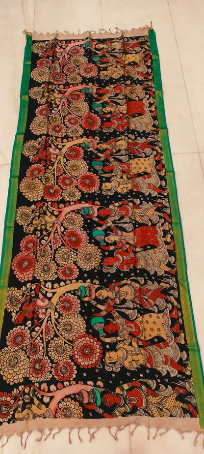 Mangalgiri Silk Dupattas – Hand-Drawn & Hand-Painted Art | Multicolour Premium Collection
