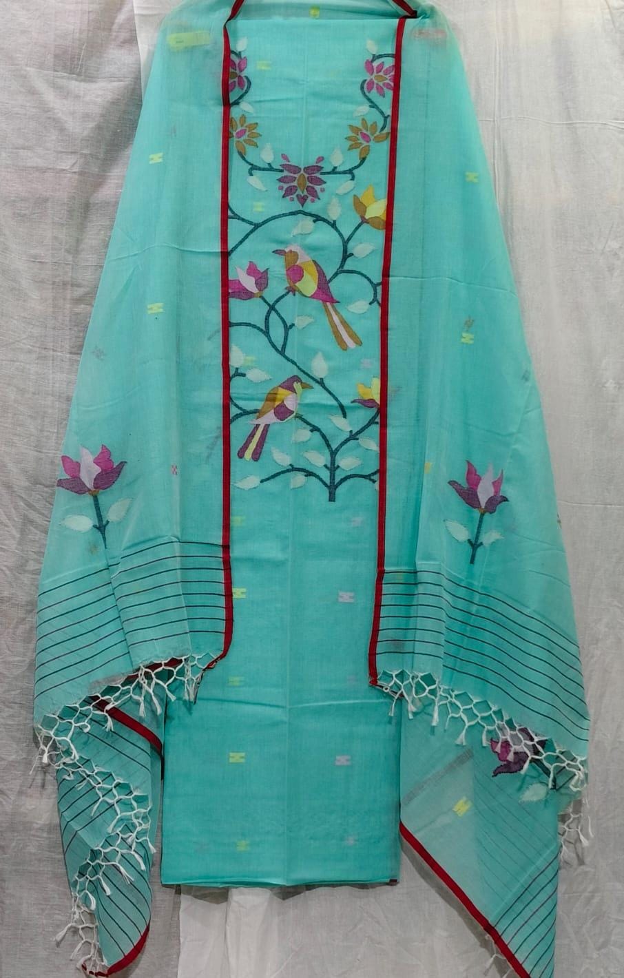 Parijat Mul Cotton Handwoven Needle Jamdani Suits – Premium 2.5m*2 Set