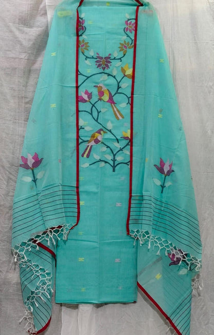 Parijat Mul Cotton Handwoven Needle Jamdani Suits – Premium 2.5m*2 Set