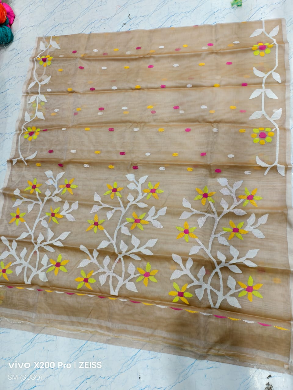 Hashnuhana - Pure Muslin Handwoven Jamdani Saree | Silk Mark Certified | Premium Quality