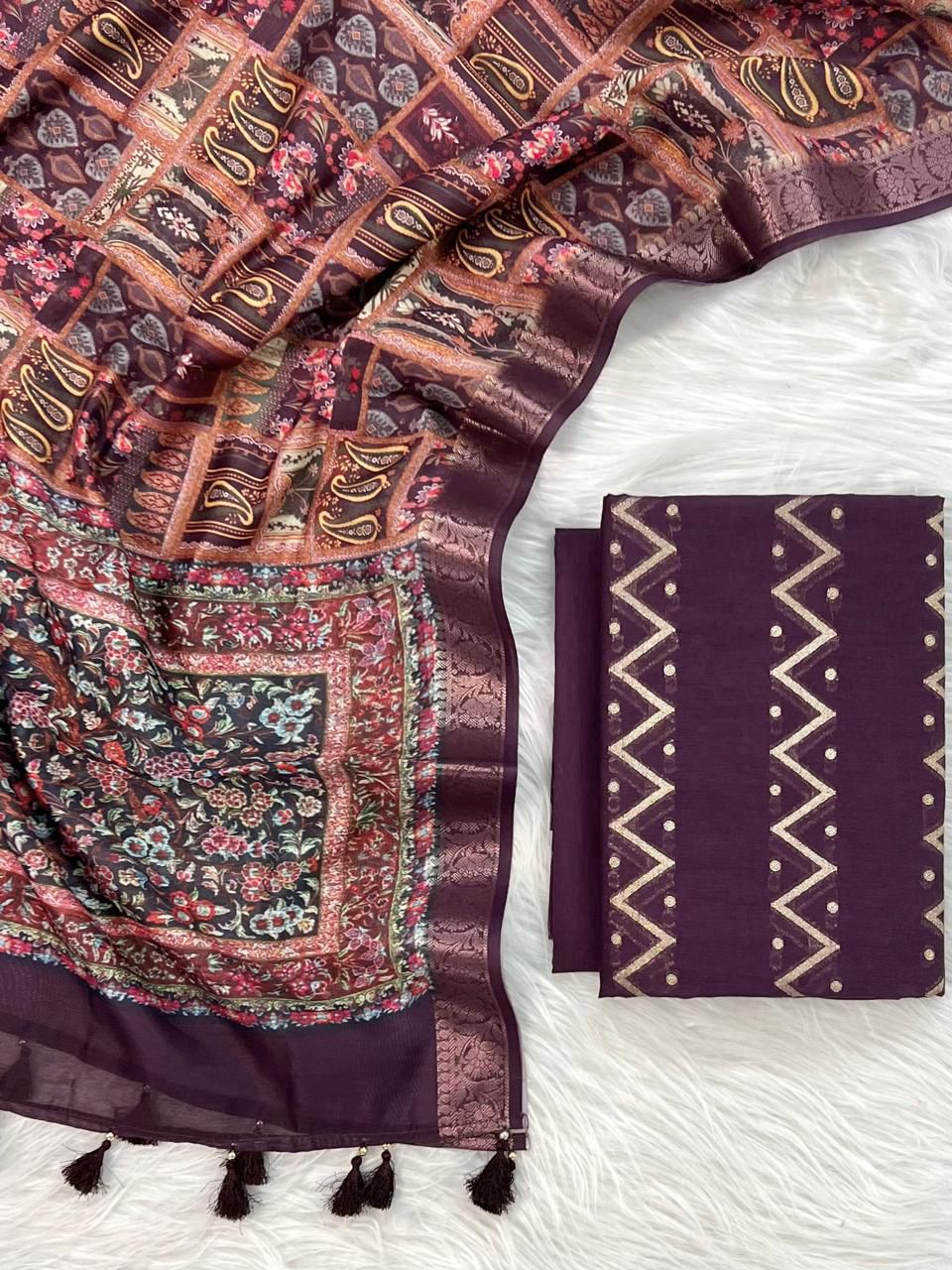 Exclusive Banarasi Unstitched Salwar Kameez with Dupatta | Banarasi Suit – Pure Mercerised Elegance