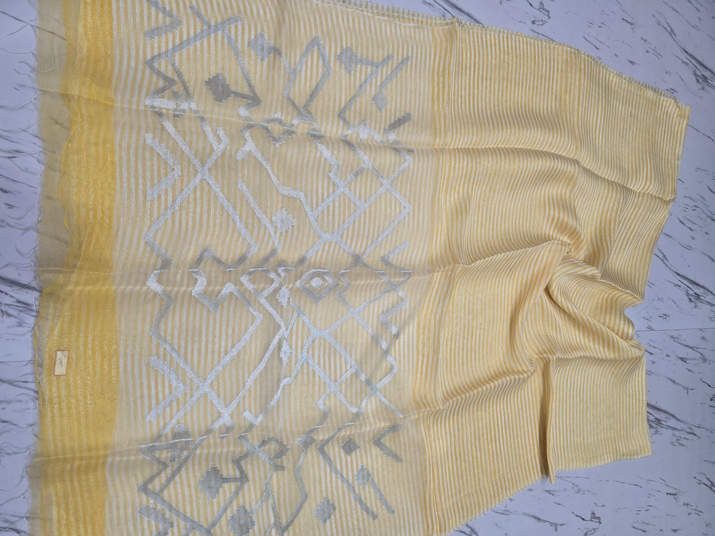 Sarsi – Pure Silk Linen Resham Pallu Jamdani Handwoven Saree with Blouse Piece | Rihyaaz