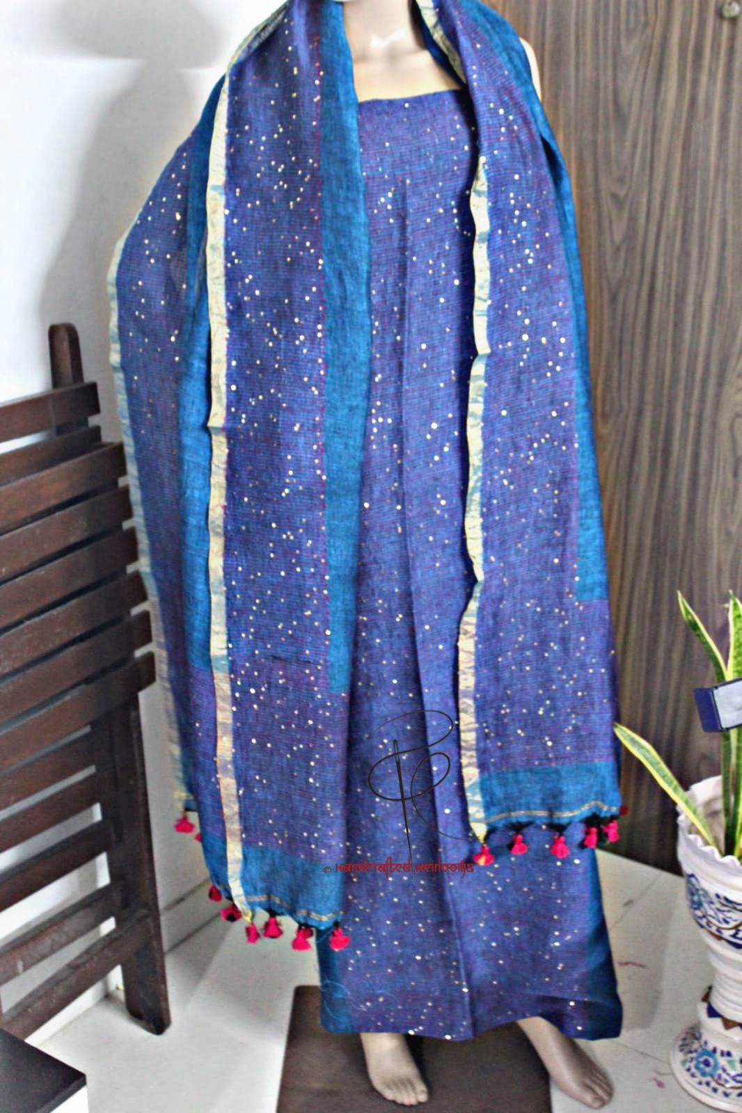 Jhalak Pure Linen Partywear | Sequin Weaved Top & Dupatta Sets