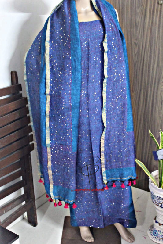 Jhalak Pure Linen Partywear | Sequin Weaved Top & Dupatta Sets
