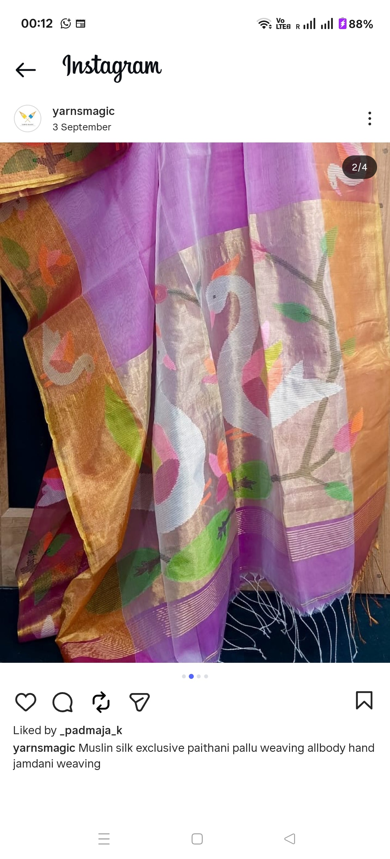 Hansini – Swan Motif Paithani-Inspired Jamdani Palla, Anchal & Border on Muslin Silk