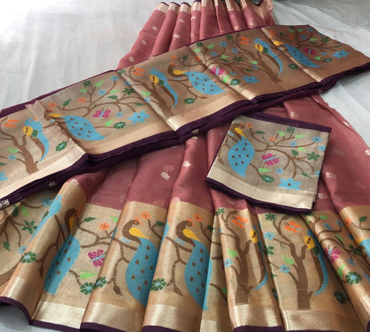 Mix Silk Resham Jari Weaving Unstitched Skirt- Dupatta- Blouse Set | Handloom Festive Wear