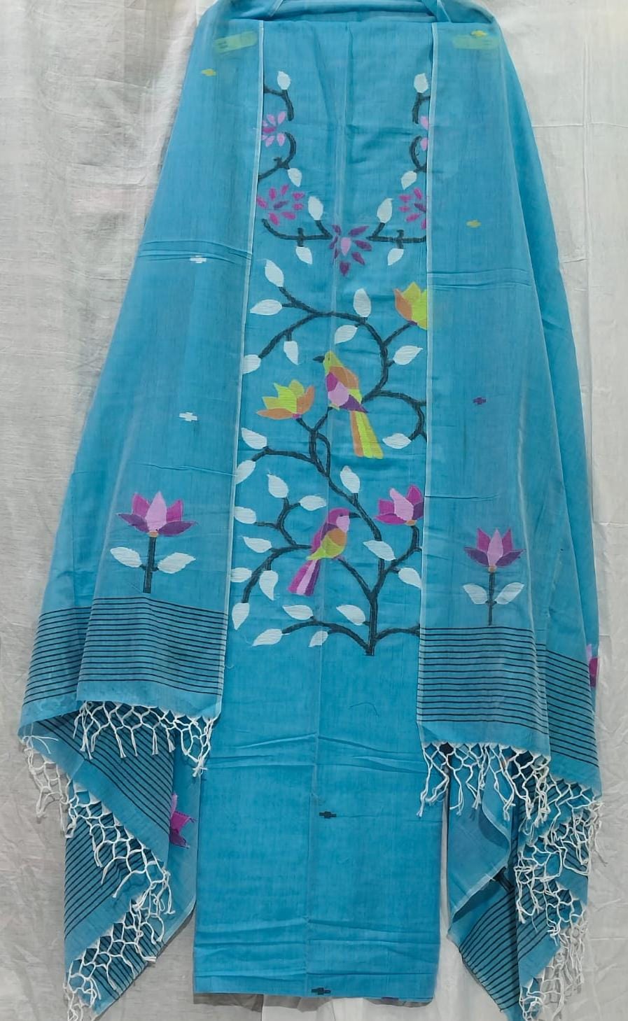 Parijat Mul Cotton Handwoven Needle Jamdani Suits – Premium 2.5m*2 Set